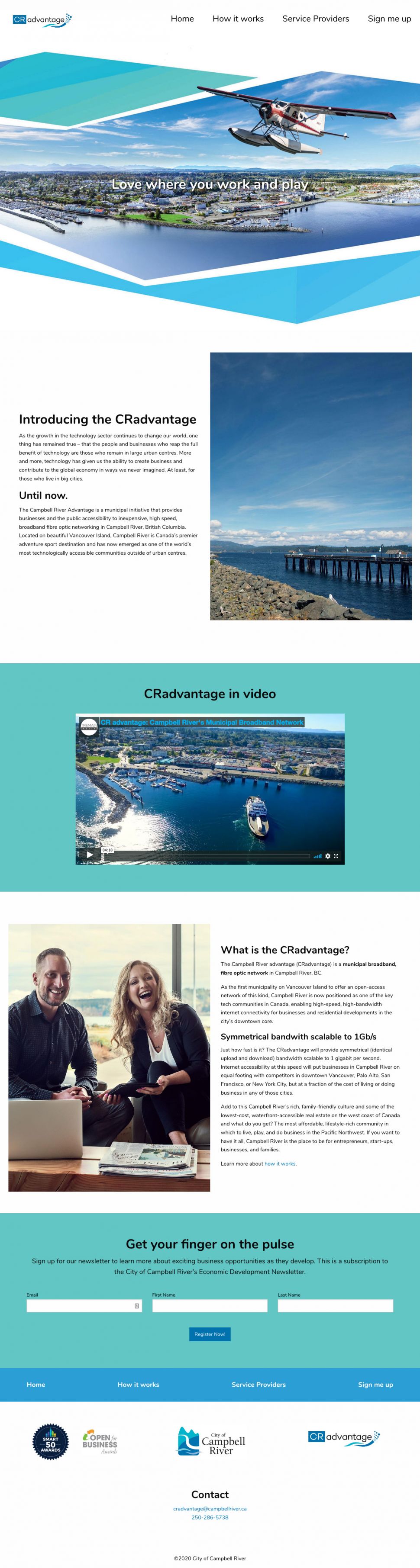 Screenshot of CRadvantage - City of Campbell River website home page.