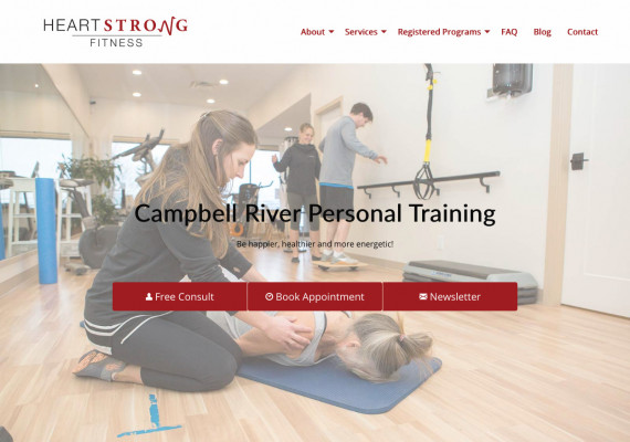 Thumbnail screenshot of Heart Strong Fitness website home page.