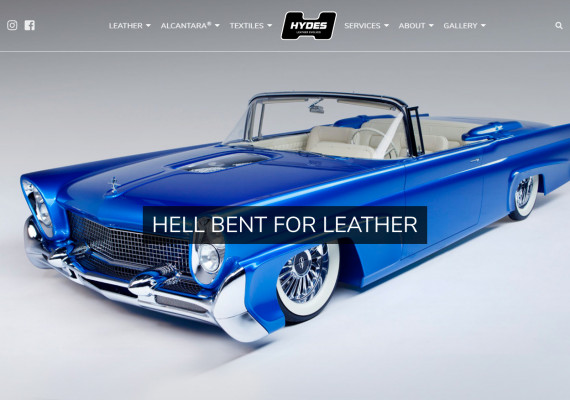 Thumbnail screenshot of Hydes Leather website home page.